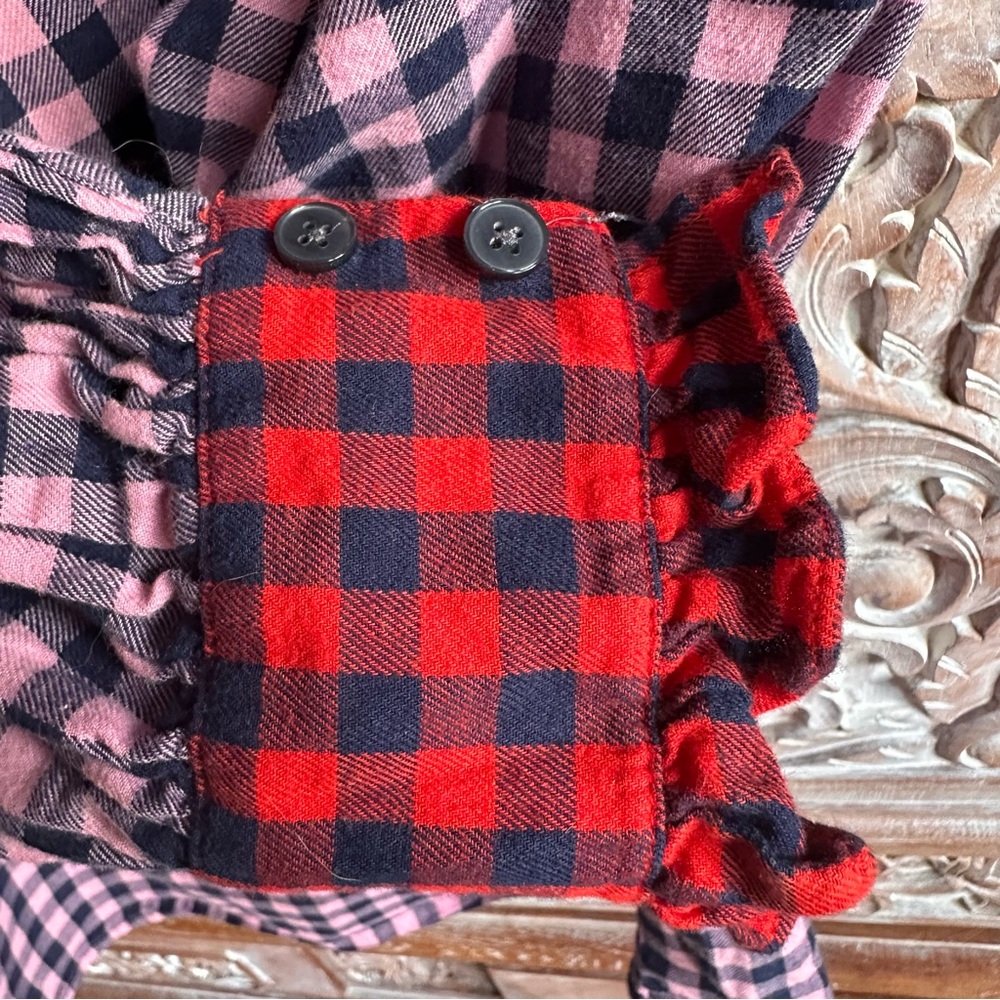 Red and Pink Checkered Ruffle Blouse - Picture 5 of 5